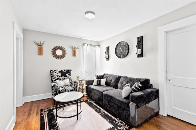 living room featuring baseboards and wood finished floors