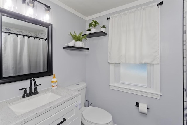 83 Chalmers St, Springfield, MA 01118 - bathroom with toilet, vanity, and ornamental molding