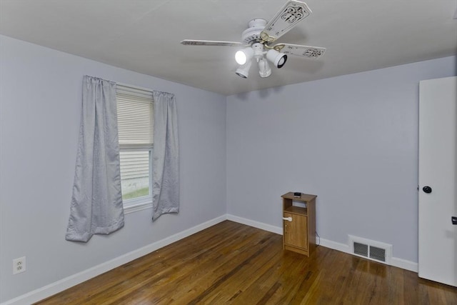 83 Chalmers St, Springfield, MA 01118 - empty room featuring wood finished floors, ceiling fan, and baseboards