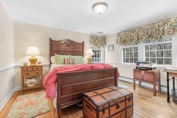 5 Hickory Rd, Southborough, MA 01772 - bedroom featuring light wood-style floors, baseboards, and crown molding