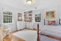 5 Hickory Rd, Southborough, MA 01772 - bedroom featuring ornamental molding, wood finished floors, and baseboards