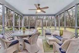 5 Hickory Rd, Southborough, MA 01772 - sunroom / solarium with an outdoor living space, ceiling fan, and plenty of natural light