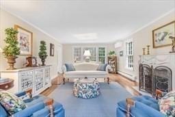 5 Hickory Rd, Southborough, MA 01772 - living area with crown molding and wood finished floors