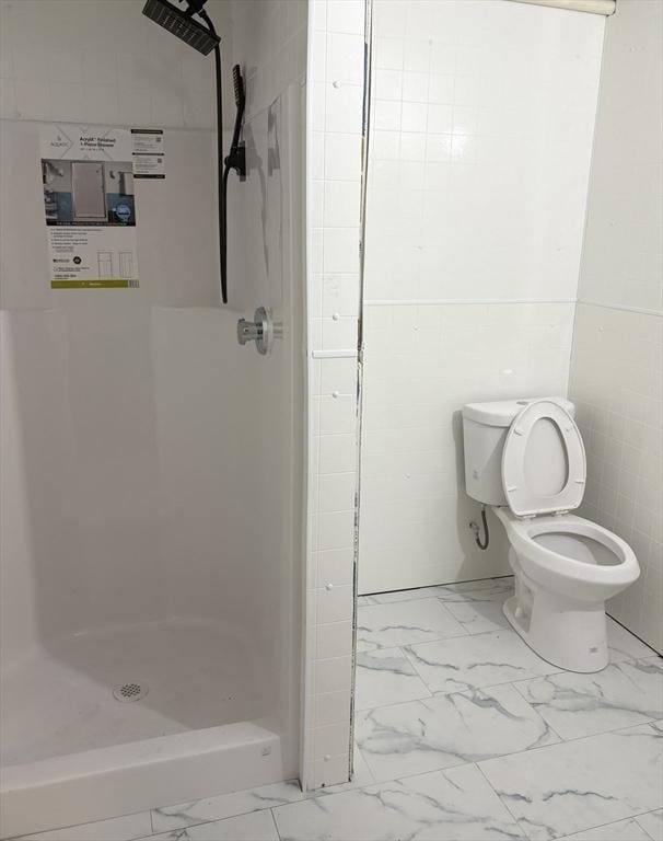 27 Christine Dr, Worcester, MA 01604 - full bathroom with marble look tile flooring and a stall shower