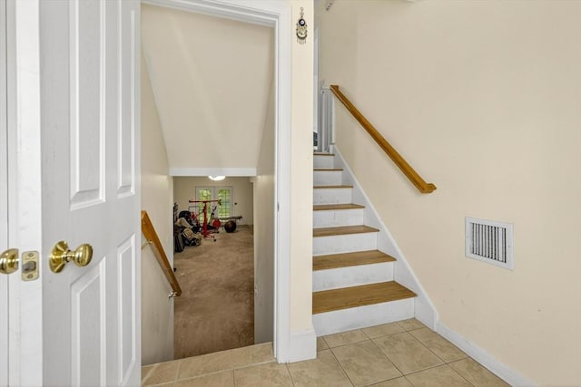 27 Christine Dr, Worcester, MA 01604 - stairway with tile patterned flooring and carpet