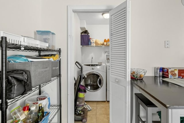 27 Christine Dr, Worcester, MA 01604 - laundry area with washer / clothes dryer and light tile patterned floors