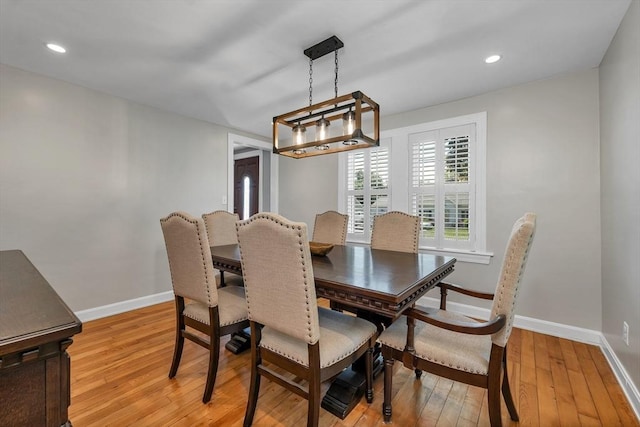 49 Pinehurst Ave, Methuen, MA 01844 - dining area featuring baseboards, a chandelier, light wood-style flooring, and recessed lighting