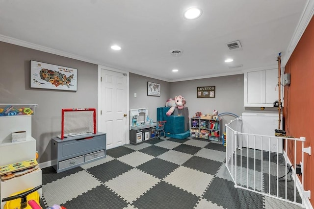 49 Pinehurst Ave, Methuen, MA 01844 - game room with recessed lighting, ornamental molding, and baseboards
