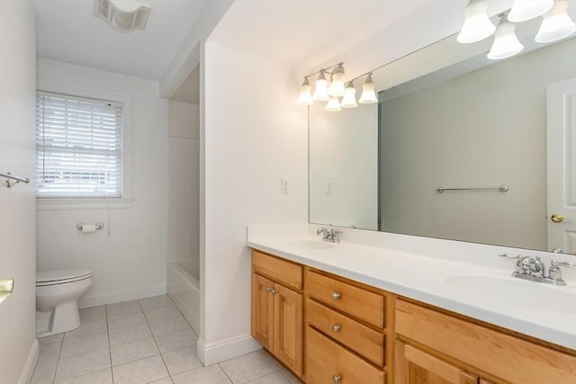 bathroom featuring tile patterned floors, toilet, and vanity