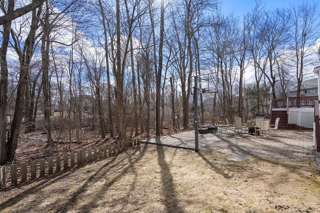 view of yard with a patio and a deck