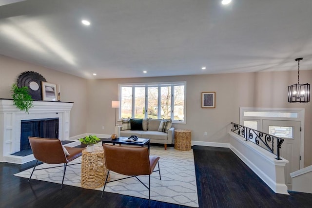 living room with hardwood / wood-style floors