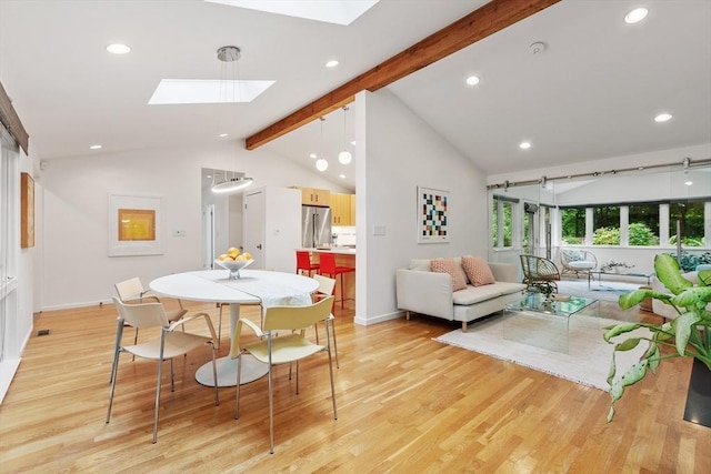 5 Mason St, Lexington, MA 02421 - dining space featuring a skylight, recessed lighting, and light wood-style floors