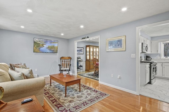 1 Island Rd, Medway, MA 02053 - living area featuring baseboards, recessed lighting, and light wood-style floors