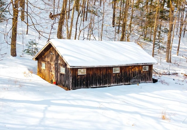 view of snow covered structure