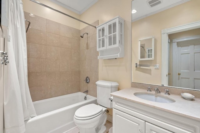 151 Beacon St Unit 4, Boston, MA 02116 - full bath featuring shower / bathtub combination with curtain, vanity, toilet, and ornamental molding