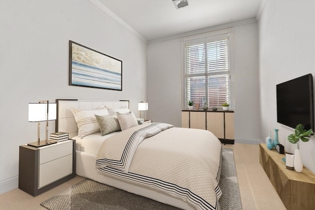 151 Beacon St Unit 4, Boston, MA 02116 - bedroom featuring light colored carpet, ornamental molding, and baseboards