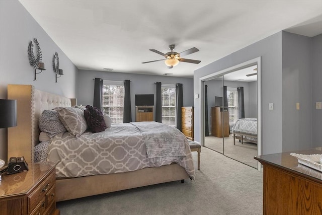 16 Windsor St, Everett, MA 02149 - bedroom featuring light carpet, a closet, and ceiling fan