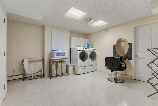 16 Windsor St, Everett, MA 02149 - laundry area with separate washer and dryer, cabinet space, and tile patterned floors