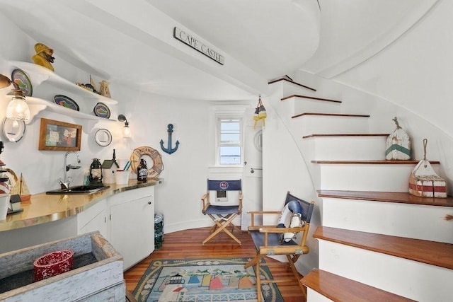 107 Channel Point Rd, Barnstable, MA 02601 - stairway featuring wood finished floors and baseboards