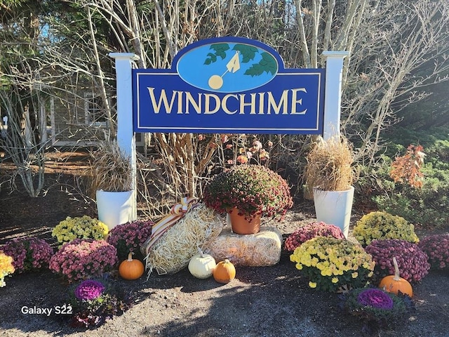 view of community sign