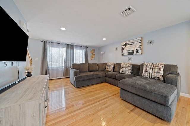 living room featuring light hardwood / wood-style flooring