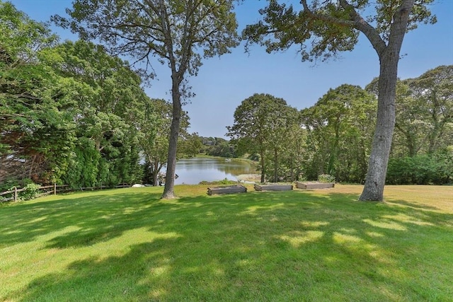 view of yard featuring a water view