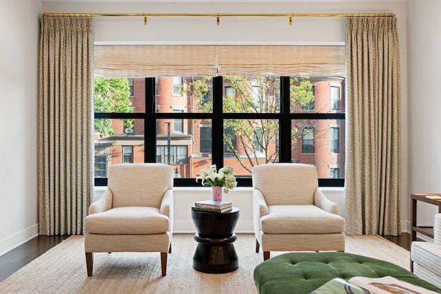 living area featuring hardwood / wood-style flooring