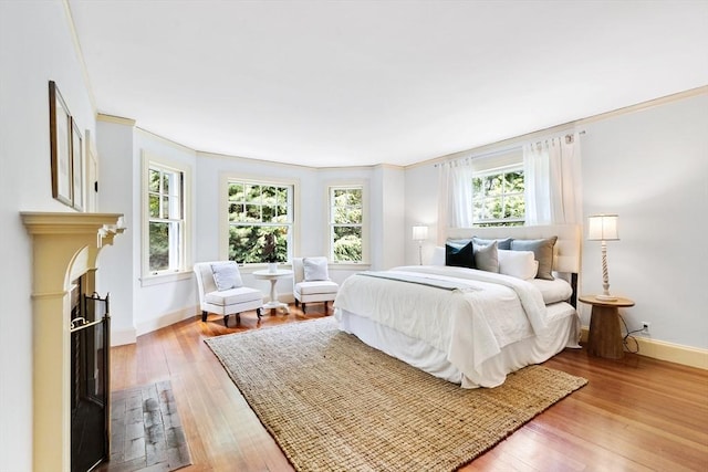 10 Eliot Rd, Lexington, MA 02421 - bedroom featuring light wood finished floors, a fireplace, and ornamental molding