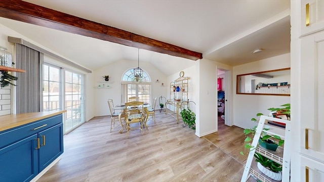 95 Prospect Street Ext, Westfield, MA 01085 - dining space with lofted ceiling with beams and light hardwood / wood-style floors
