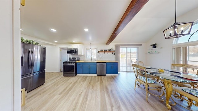 95 Prospect Street Ext, Westfield, MA 01085 - kitchen with beam ceiling, pendant lighting, stainless steel appliances, and sink