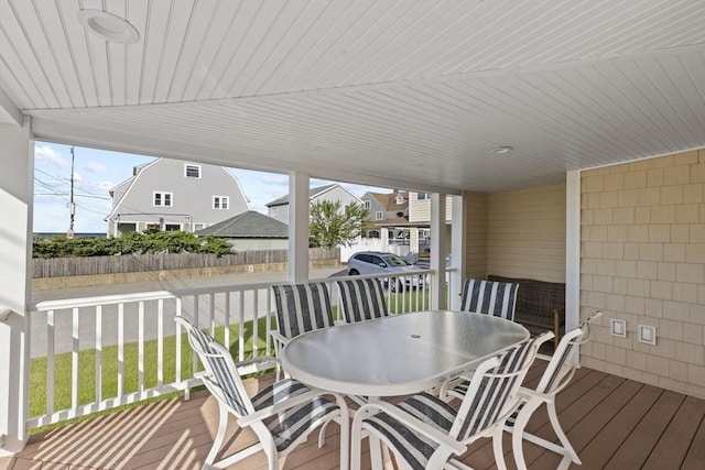 deck with outdoor dining space