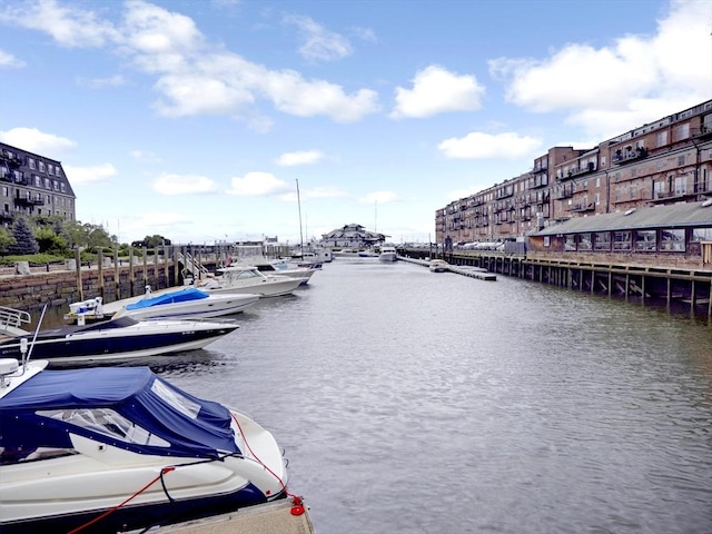 view of water feature featuring a boat dock