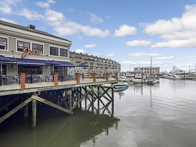 view of dock featuring a water view