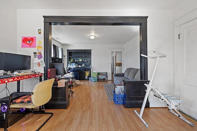 office with wood finished floors