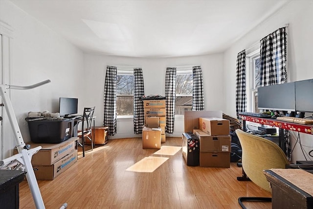 home office featuring wood finished floors