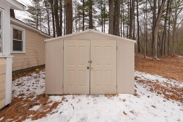 view of snow covered structure