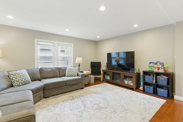 33 Walworth St, Worcester, MA 01602 - living room featuring wood finished floors and recessed lighting