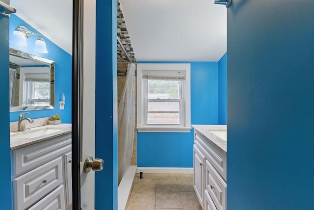 33 Walworth St, Worcester, MA 01602 - bathroom featuring vanity, tile patterned flooring, and healthy amount of natural light