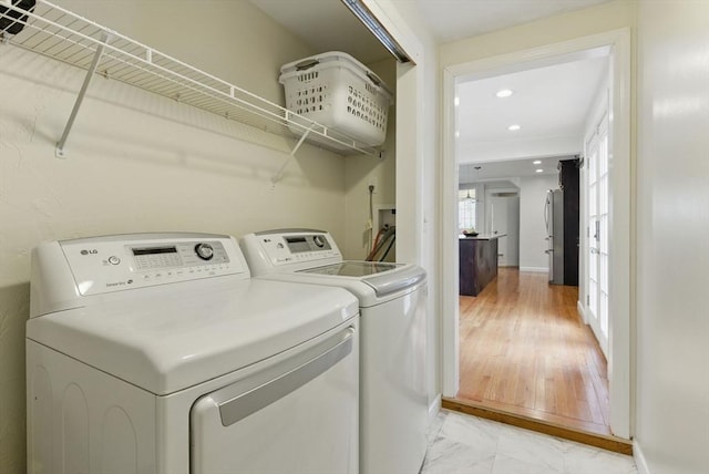 33 Walworth St, Worcester, MA 01602 - laundry area with separate washer and dryer and recessed lighting