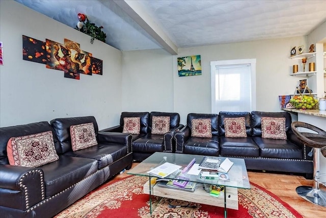 living room with hardwood / wood-style flooring