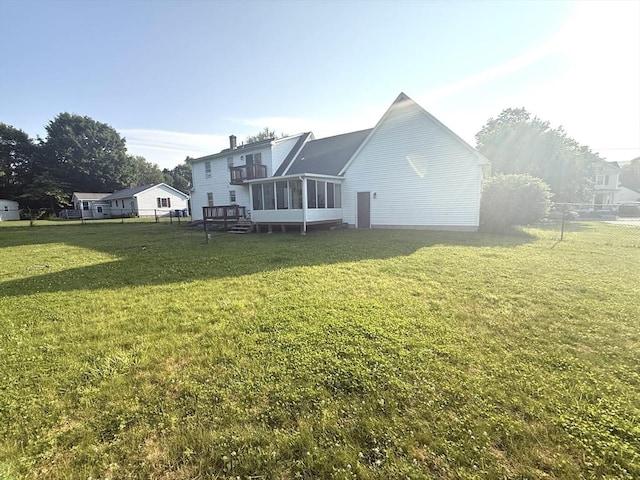 6 Gates St, Monson, MA 01057 - back of property with a sunroom and a chimney