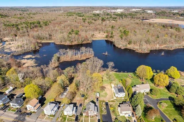 121 Purchase St, Milford, MA 01757 - aerial overview of property's location featuring a nearby body of water, a heavily wooded area, and nearby suburban area