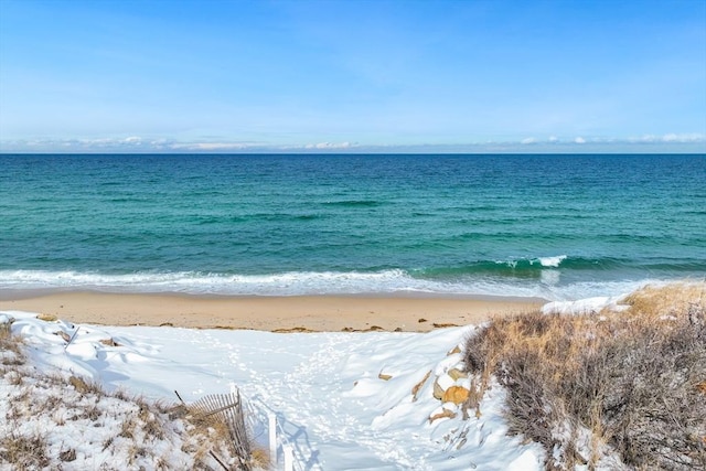 property view of water with a beach view