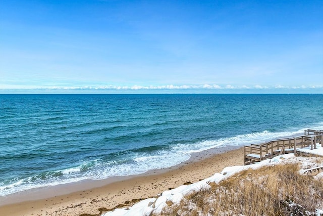 property view of water with a beach view