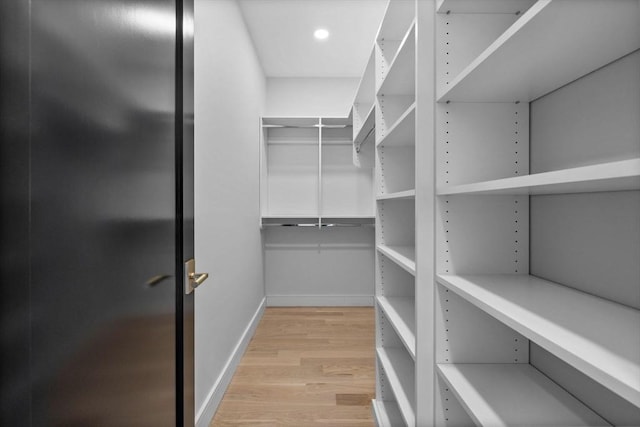 spacious closet with light wood-type flooring