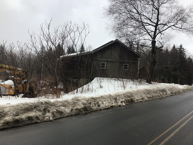 view of snow covered property