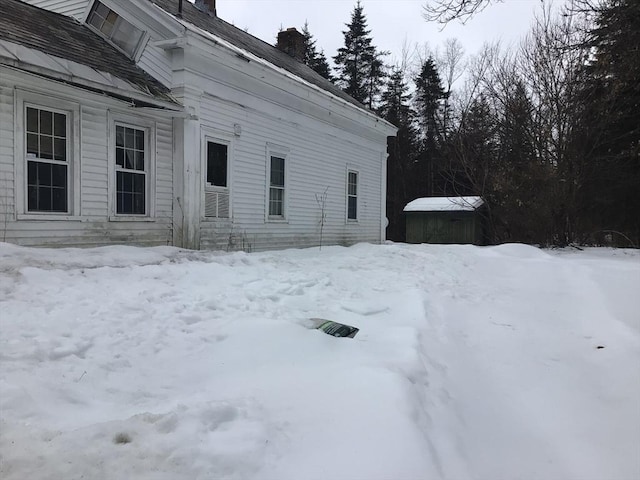 view of snow covered exterior