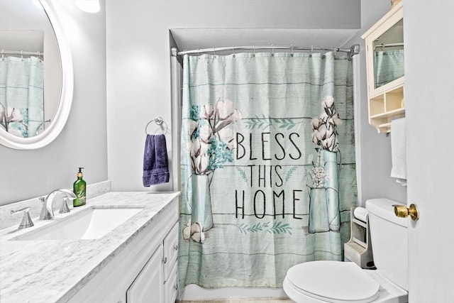 93 Warren, Fall River, MA 02721 - bathroom featuring toilet, vanity, and a shower with shower curtain