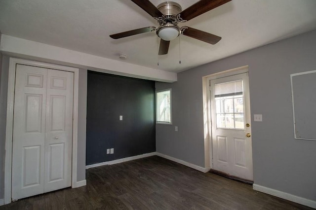 272 S Precinct, Taunton, MA 02718 - foyer featuring dark wood-style floors, baseboards, and a ceiling fan
