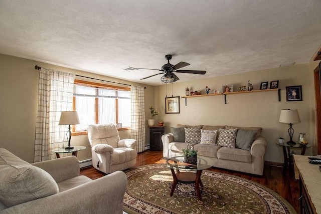272 S Precinct, Taunton, MA 02718 - living room with visible vents, ceiling fan, wood finished floors, and baseboard heating